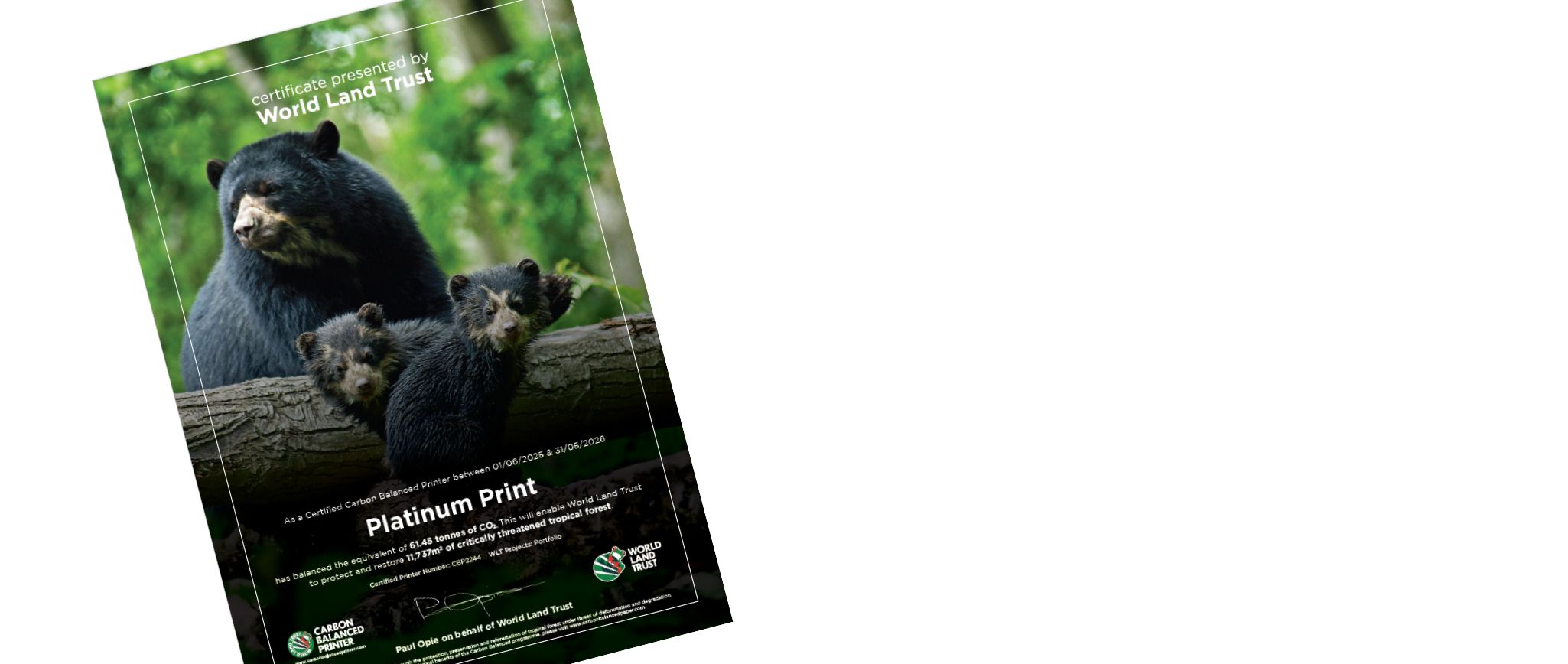 Platinum: Proud to Be a Certified Carbon Balanced Printer